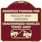 Signmission Reserved Parking for Faculty and Visitors Unauthorized Vehicles Towed Away, A-DES-BU-1818-23103 A-DES-BU-1818-23103 - alternate 1